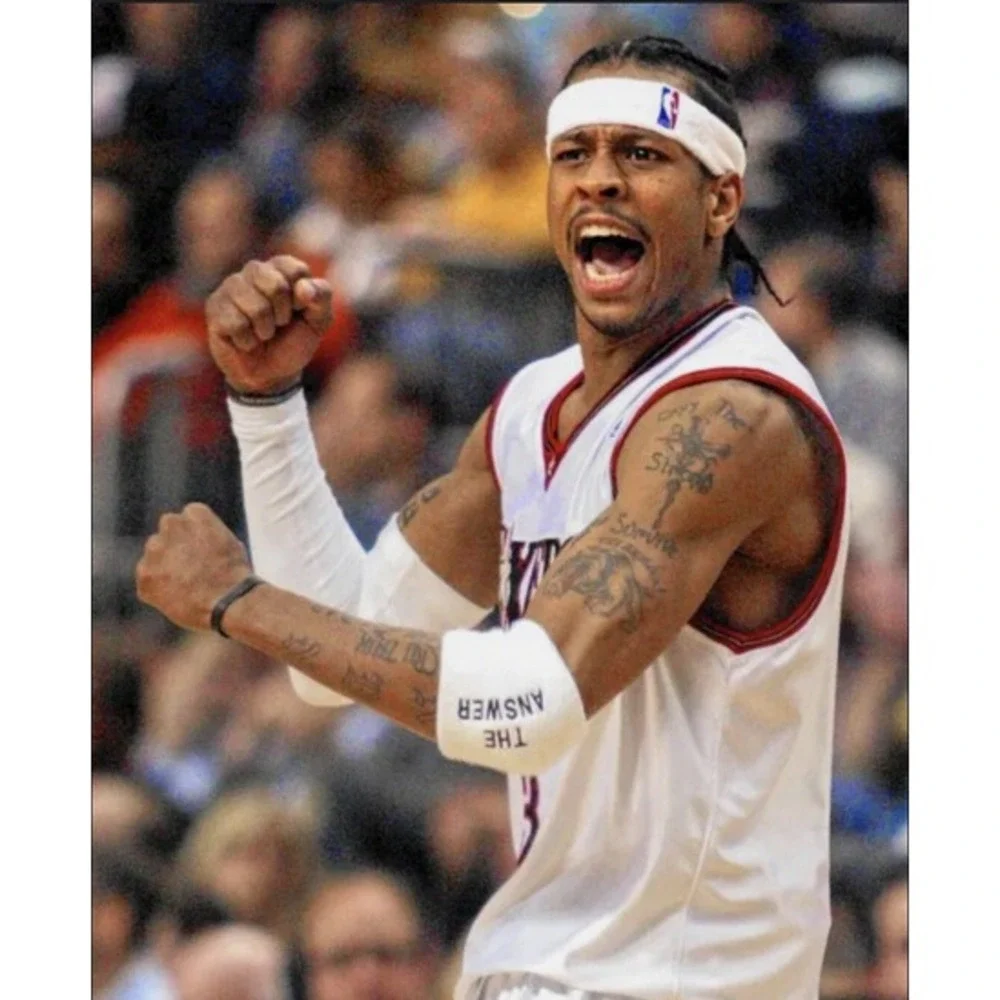 New Reebok Allen Iverson The Answer Authentic Elbow Arm Band White Black 2000s